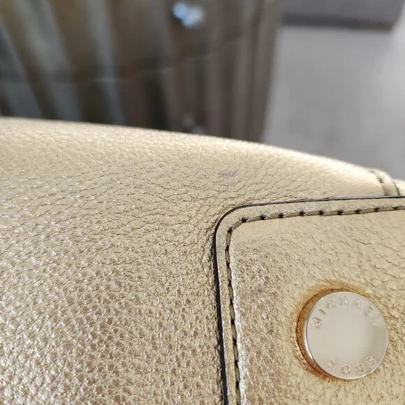 Michael Kors Gold Satchel Bowling Bag style w crossbody strap - Picture 15 of 16